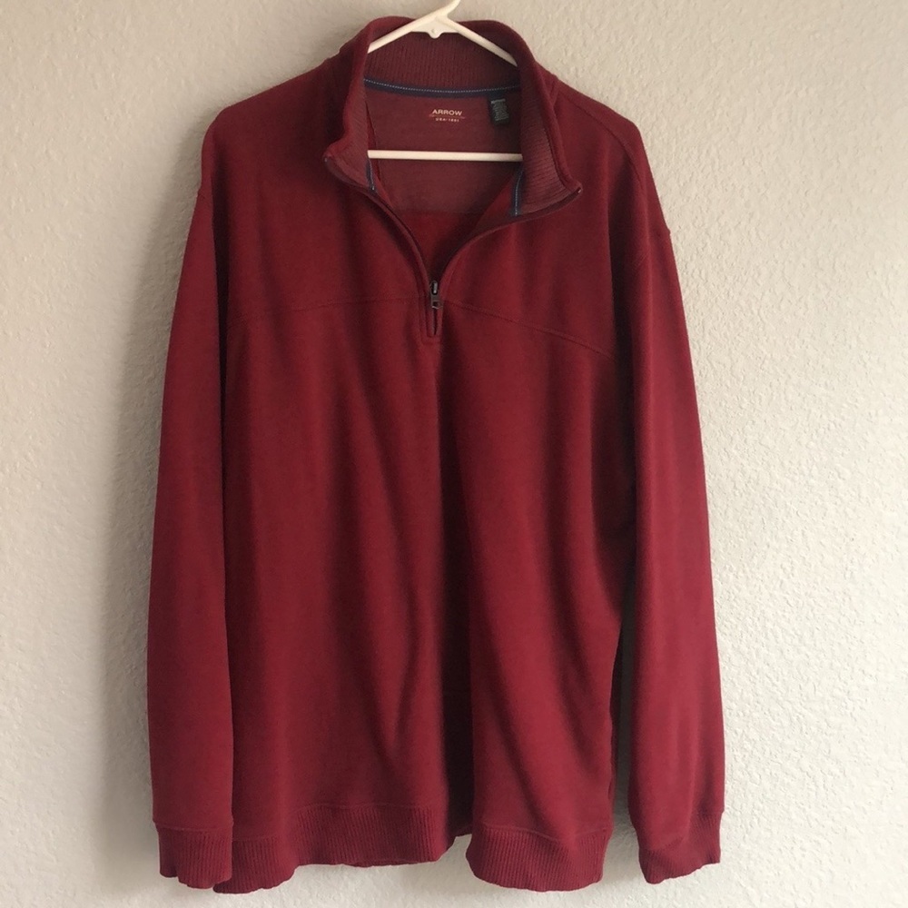 Men’s ARROW XXL HALF ZIP BURGUNDY RED SWEATER PULLOVER LONG SLEEVE
